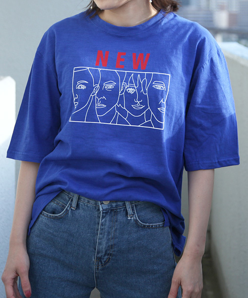 MICHYEORA（ミチョラ）の「MICHYEORA ニューフェイスTシャツ（Tシャツ/カットソー・レディース・ホワイト/ブラック/ベージュ/レンガ/ロイヤルブルー/マスタード/杢グレー・FREE）」の6枚目の写真