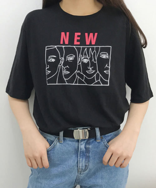 MICHYEORA（ミチョラ）の「MICHYEORA ニューフェイスTシャツ（Tシャツ/カットソー・レディース・ホワイト/ブラック/ベージュ/レンガ/ロイヤルブルー/マスタード/杢グレー・FREE）」の3枚目の写真