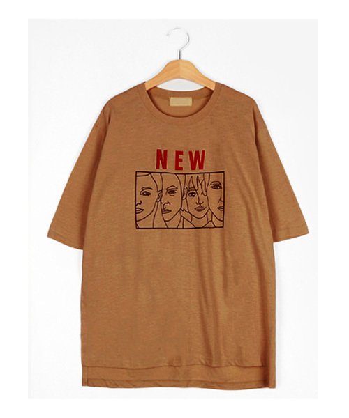 MICHYEORA（ミチョラ）の「MICHYEORA ニューフェイスTシャツ（Tシャツ/カットソー・レディース・ホワイト/ブラック/ベージュ/レンガ/ロイヤルブルー/マスタード/杢グレー・FREE）」の9枚目の写真