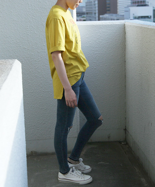 MICHYEORA（ミチョラ）の「MICHYEORA ニューフェイスTシャツ（Tシャツ/カットソー・レディース・ホワイト/ブラック/ベージュ/レンガ/ロイヤルブルー/マスタード/杢グレー・FREE）」の18枚目の写真