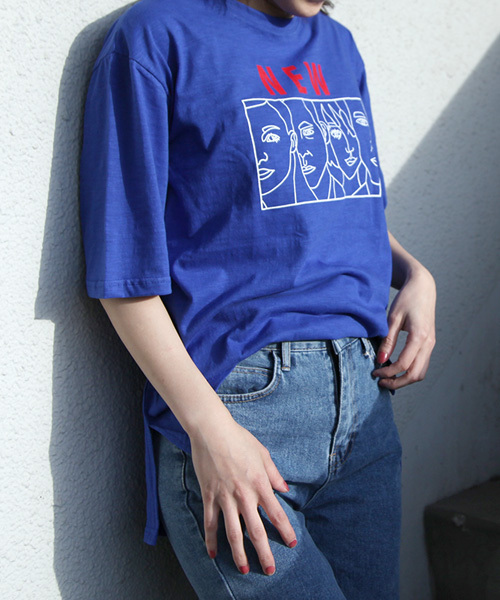 MICHYEORA（ミチョラ）の「MICHYEORA ニューフェイスTシャツ（Tシャツ/カットソー・レディース・ホワイト/ブラック/ベージュ/レンガ/ロイヤルブルー/マスタード/杢グレー・FREE）」の16枚目の写真