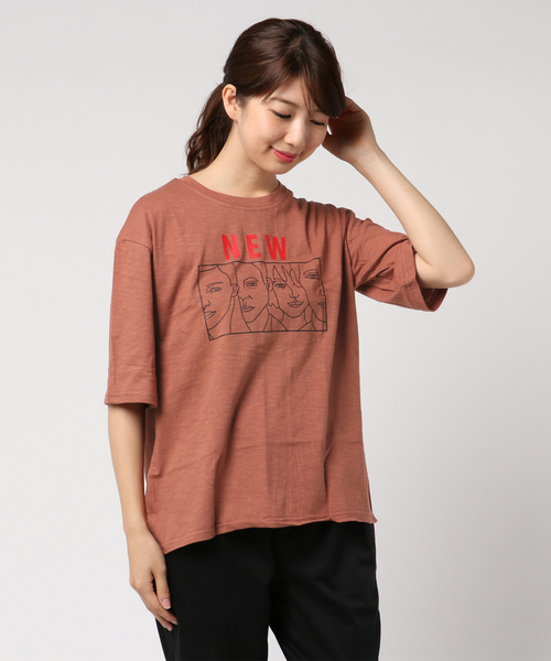 MICHYEORA（ミチョラ）の「MICHYEORA ニューフェイスTシャツ（Tシャツ/カットソー・レディース・ホワイト/ブラック/ベージュ/レンガ/ロイヤルブルー/マスタード/杢グレー・FREE）」の12枚目の写真