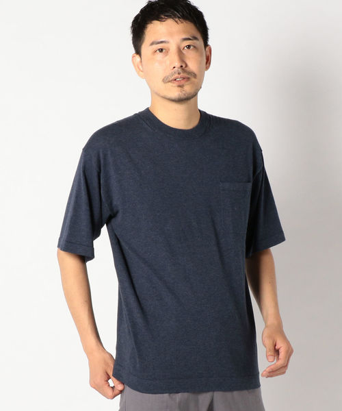SHIPS(シップス)の「crepuscule: KNIT Tシャツ(Tシャツ/カットソー・メンズ・ネイビー/ホワイト・2/1)」の2枚目の写真