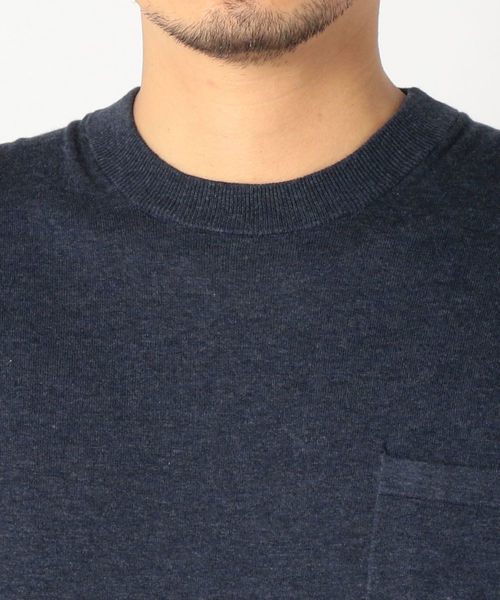 SHIPS(シップス)の「crepuscule: KNIT Tシャツ(Tシャツ/カットソー・メンズ・ネイビー/ホワイト・2/1)」の6枚目の写真