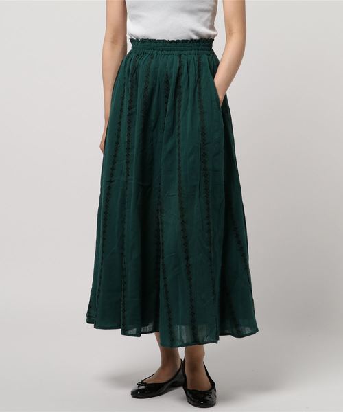 LBC（エルビーシー）の「レーヨン混ストライプドビースカート（スカート・レディース・ブラック/グリーン・M）」の6枚目の写真