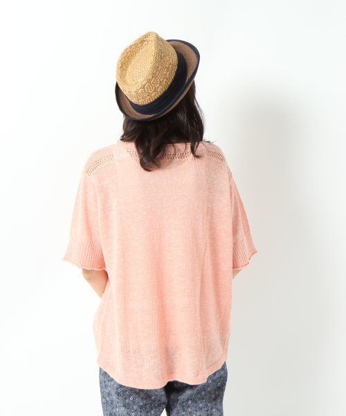 GLOBAL WORK(グローバルワーク)の「【ZOZO限定価格】ポケツキVネックニットプルオーバー/5分袖(ニット/セーター・レディース・グリーン/ネイビー/ピンク/ベージュ・MEDIUM/SMALL/LARGE)」の6枚目の写真