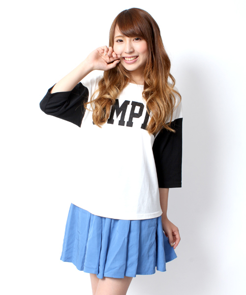 WEGO(ウィゴー)の「WEGO/ドロップショルダー切替BIG7分袖Tシャツ(Tシャツ/カットソー・レディース・その他1/その他2/その他3/その他4・FREE)」の1枚目の写真