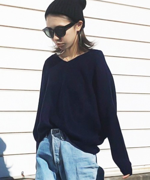 セール 洗濯機で洗える 日本製 ホールガーメントドロップショルダーvネックニット ニット セーター Azul Encanto アズールエンカント のファッション通販 Zozotown