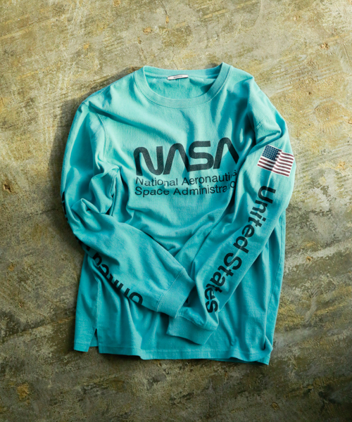 NASA（ナサ）の「【NASA】プリントＬＳＴ（Tシャツ/カットソー・メンズ・ブルー/ネイビー/ホワイト・SMALL/MEDIUM/LARGE）」の3枚目の写真