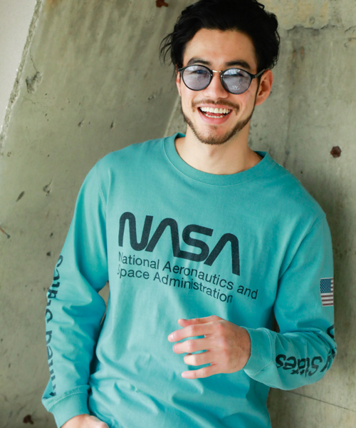 NASA（ナサ）の「【NASA】プリントＬＳＴ（Tシャツ/カットソー・メンズ・ブルー/ネイビー/ホワイト・SMALL/MEDIUM/LARGE）」の7枚目の写真