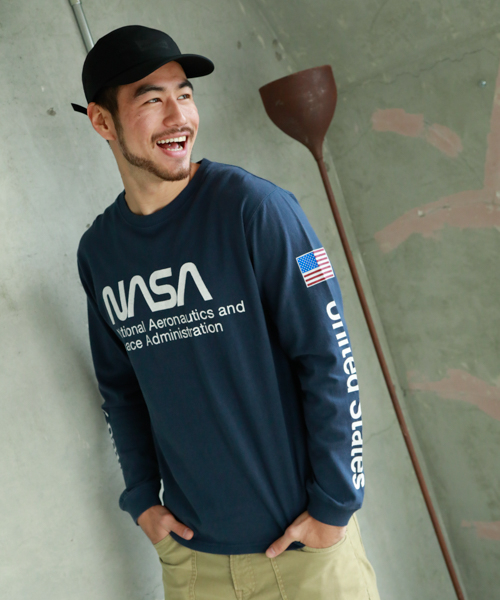NASA（ナサ）の「【NASA】プリントＬＳＴ（Tシャツ/カットソー・メンズ・ブルー/ネイビー/ホワイト・SMALL/MEDIUM/LARGE）」の8枚目の写真