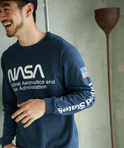 NASA（ナサ）の「【NASA】プリントＬＳＴ（Tシャツ/カットソー・メンズ・ブルー/ネイビー/ホワイト・SMALL/MEDIUM/LARGE）」の9枚目の写真