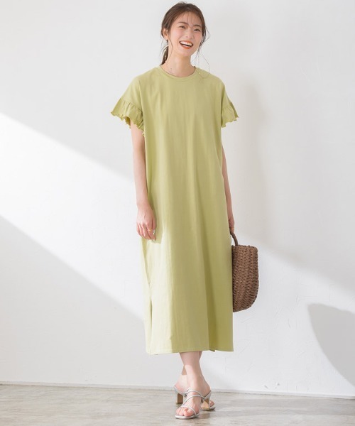 Pierrot(ピエロ)の「フリルロングワンピース(ワンピース・レディース・ブラック/ネイビー/オフホワイト/イエロー/グリーン系その他/ブラウン/ライトグレー/ライトイエロー・M/L)」の8枚目の写真