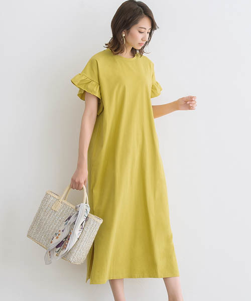 Pierrot(ピエロ)の「フリルロングワンピース(ワンピース・レディース・ブラック/ネイビー/オフホワイト/イエロー/グリーン系その他/ブラウン/ライトグレー/ライトイエロー・M/L)」の7枚目の写真