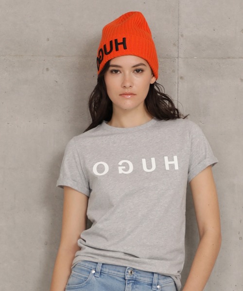 HUGO(ヒューゴ)の「ウィメンズ HUGOリバースロゴ コットンジャージー Tシャツ(Tシャツ/カットソー・レディース・ライトグレー/オレンジ・XS/S/L/M)」の13枚目の写真