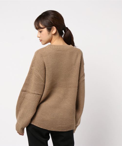 reca（レカ）の「ワッフルニット（ニット/セーター・レディース・オフホワイト/モカ/ライトベージュ・M）」の4枚目の写真