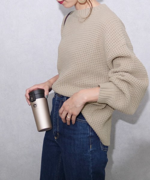 reca（レカ）の「ワッフルニット（ニット/セーター・レディース・オフホワイト/モカ/ライトベージュ・M）」の3枚目の写真