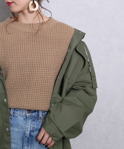 reca（レカ）の「ワッフルニット（ニット/セーター・レディース・オフホワイト/モカ/ライトベージュ・M）」の2枚目の写真