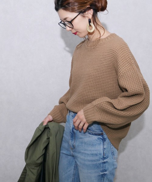 reca（レカ）の「ワッフルニット（ニット/セーター・レディース・オフホワイト/モカ/ライトベージュ・M）」の13枚目の写真