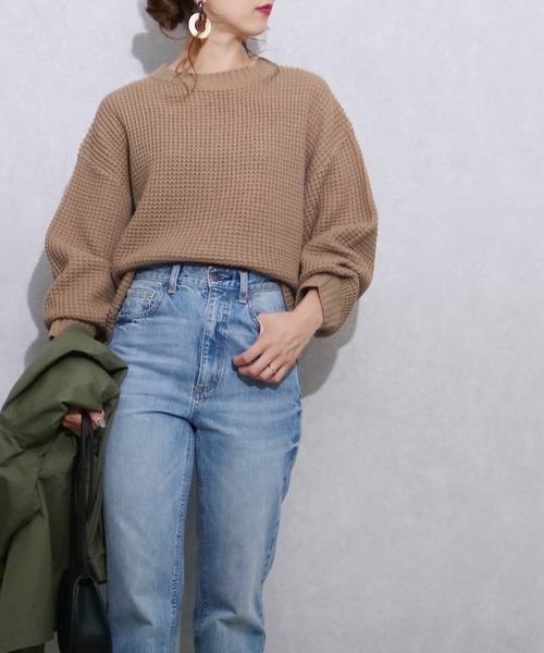 reca（レカ）の「ワッフルニット（ニット/セーター・レディース・オフホワイト/モカ/ライトベージュ・M）」の14枚目の写真