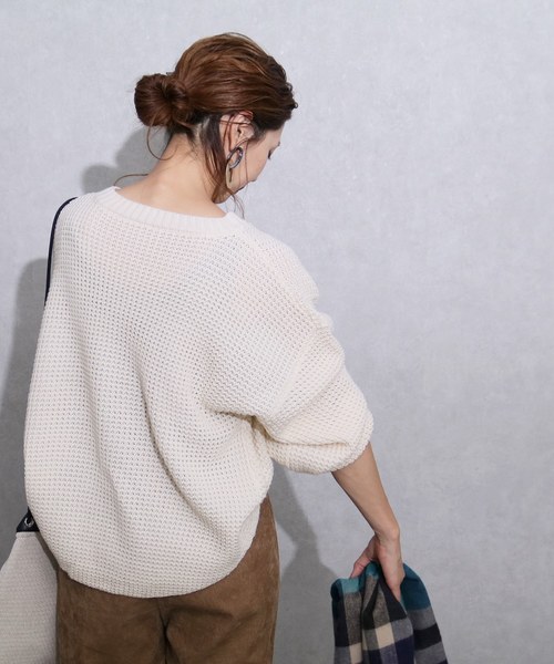 reca（レカ）の「ワッフルニット（ニット/セーター・レディース・オフホワイト/モカ/ライトベージュ・M）」の16枚目の写真