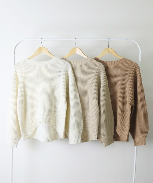 reca（レカ）の「ワッフルニット（ニット/セーター・レディース・オフホワイト/モカ/ライトベージュ・M）」の6枚目の写真