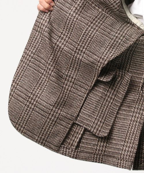 【カシミヤ混】EDIFICE テーラードジャケット ブラウン グレンチェック ジャケット テーラードジャケット グレンチェックジャケット