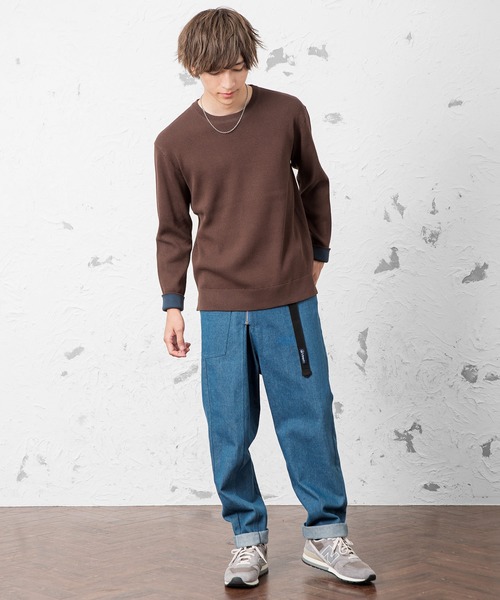 MinoriTY（マイノリティ）の「14Gワッフルリブ裏配色ニット ハイゲージ（ニット/セーター・メンズ・ベージュ/ブラウン/カーキ/ブルー系その他・M/L）」の15枚目の写真