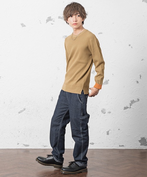 MinoriTY（マイノリティ）の「14Gワッフルリブ裏配色ニット ハイゲージ（ニット/セーター・メンズ・ベージュ/ブラウン/カーキ/ブルー系その他・M/L）」の8枚目の写真