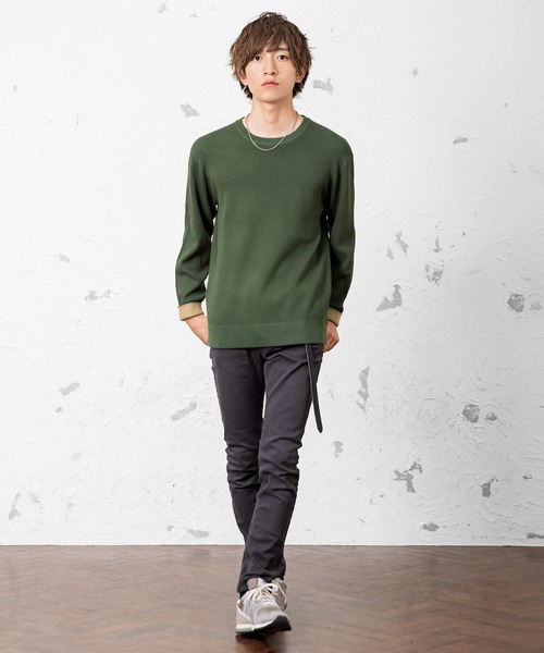 MinoriTY（マイノリティ）の「14Gワッフルリブ裏配色ニット ハイゲージ（ニット/セーター・メンズ・ベージュ/ブラウン/カーキ/ブルー系その他・M/L）」の17枚目の写真