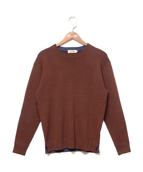 MinoriTY（マイノリティ）の「14Gワッフルリブ裏配色ニット ハイゲージ（ニット/セーター・メンズ・ベージュ/ブラウン/カーキ/ブルー系その他・M/L）」の5枚目の写真