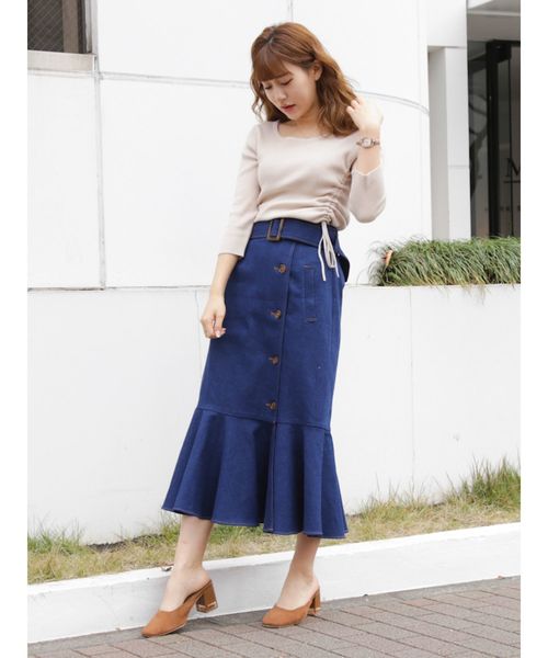 dazzlin（ダズリン）の「サイドドロストクルートップス（ニット/セーター・レディース・ベージュ/オフホワイト/オレンジ/グリーン・FREE）」の19枚目の写真