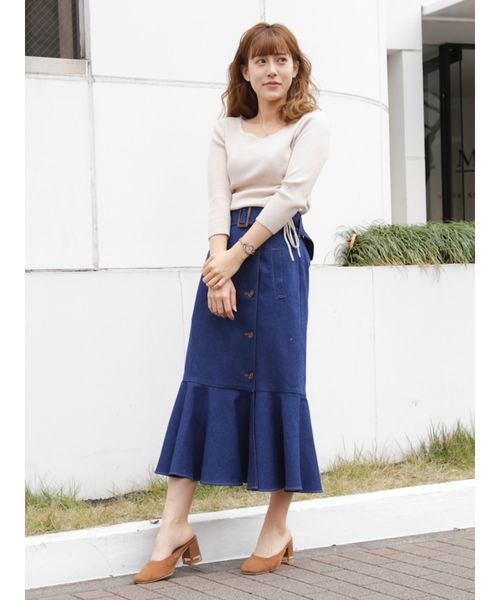 dazzlin（ダズリン）の「サイドドロストクルートップス（ニット/セーター・レディース・ベージュ/オフホワイト/オレンジ/グリーン・FREE）」の20枚目の写真