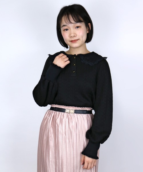 ParAvion(パラビオン)の「チュール衿トップス(その他トップス)」|ブラック