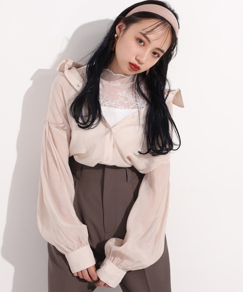 one after another NICE CLAUP（ワンアフターアナザーナイスクラップ）の「レースプチハイテレコインナー（タンクトップ・レディース・ベージュ/オフホワイト/モカ・FREE）」の12枚目の写真