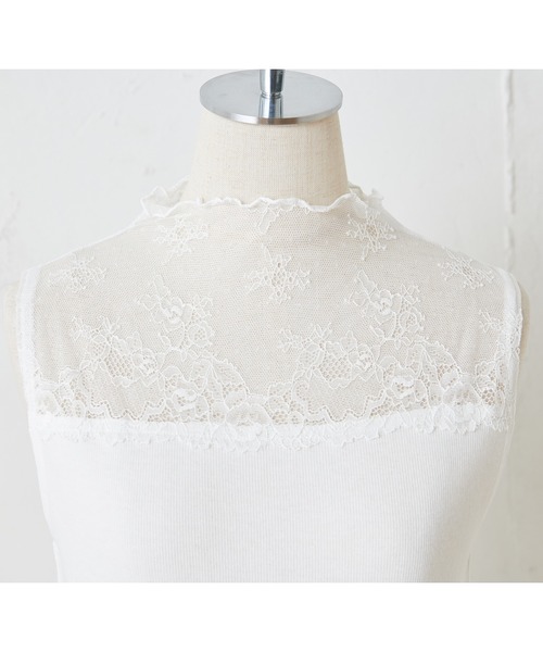 one after another NICE CLAUP（ワンアフターアナザーナイスクラップ）の「レースプチハイテレコインナー（タンクトップ・レディース・ベージュ/オフホワイト/モカ・FREE）」の5枚目の写真