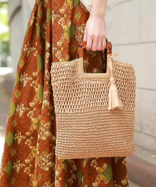 LAKOLE（ラコレ）の「ペーパースクエアバッグ / LAKOLE（ハンドバッグ・レディース・ブラック/グレー/ナチュラル・FREE）」の3枚目の写真