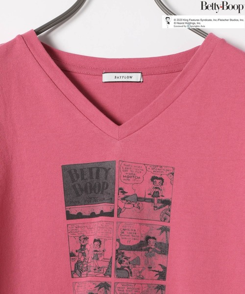 BETTY BOOP(ベティ・ブープ)の「BETTY BOOP(TM) VネックTシャツ(Tシャツ/カットソー・レディース・ホワイト/ピンク・FREE)」の15枚目の写真