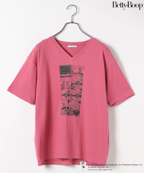 BETTY BOOP(ベティ・ブープ)の「BETTY BOOP(TM) VネックTシャツ(Tシャツ/カットソー・レディース・ホワイト/ピンク・FREE)」の16枚目の写真