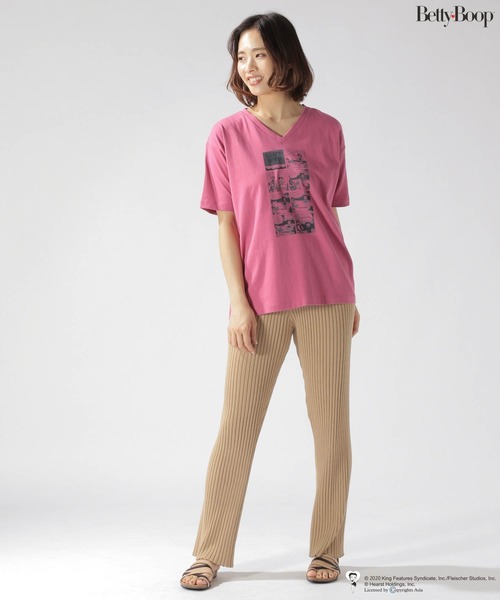 BETTY BOOP(ベティ・ブープ)の「BETTY BOOP(TM) VネックTシャツ(Tシャツ/カットソー・レディース・ホワイト/ピンク・FREE)」の19枚目の写真