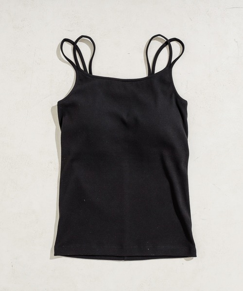 natural couture（ナチュラルクチュール）の「Wストラップカップ付きキャミソール（キャミソール・レディース・ブラック/レッド/アイボリー/モカ・FREE）」の3枚目の写真