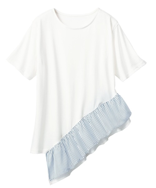 GeeRA（ジーラ）の「裾フリル切替カットソー（Tシャツ/カットソー・レディース・ピンク/オフホワイト/ブラック・XX-LARGE/SMALL/MEDIUM/LARGE/X-LARGE）」の4枚目の写真