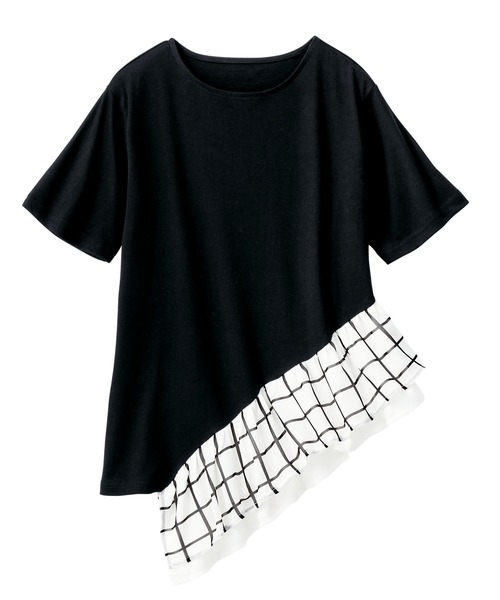 GeeRA（ジーラ）の「裾フリル切替カットソー（Tシャツ/カットソー・レディース・ピンク/オフホワイト/ブラック・XX-LARGE/SMALL/MEDIUM/LARGE/X-LARGE）」の7枚目の写真