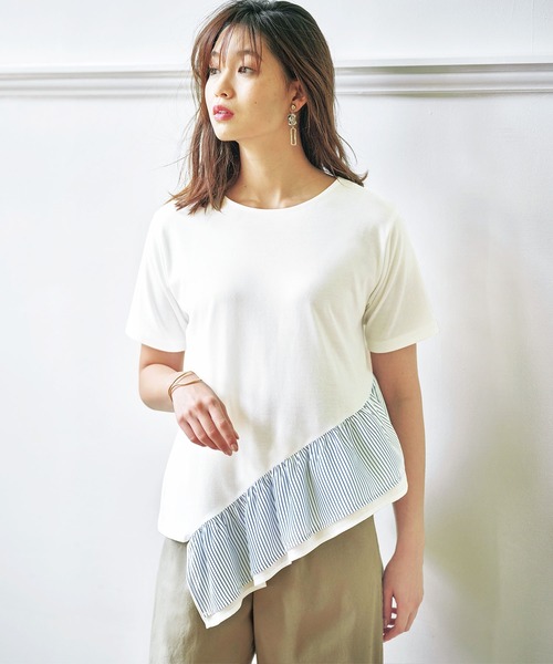 GeeRA（ジーラ）の「裾フリル切替カットソー（Tシャツ/カットソー・レディース・ピンク/オフホワイト/ブラック・XX-LARGE/SMALL/MEDIUM/LARGE/X-LARGE）」の10枚目の写真
