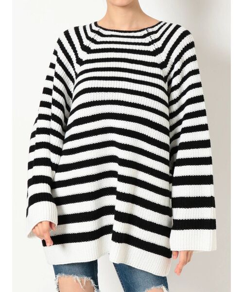 GYDA（ジェイダ）の「ランダムボーダールーズニットTOPS（ニット/セーター・レディース・ブラック/ベージュ/ピンク・FREE）」の17枚目の写真