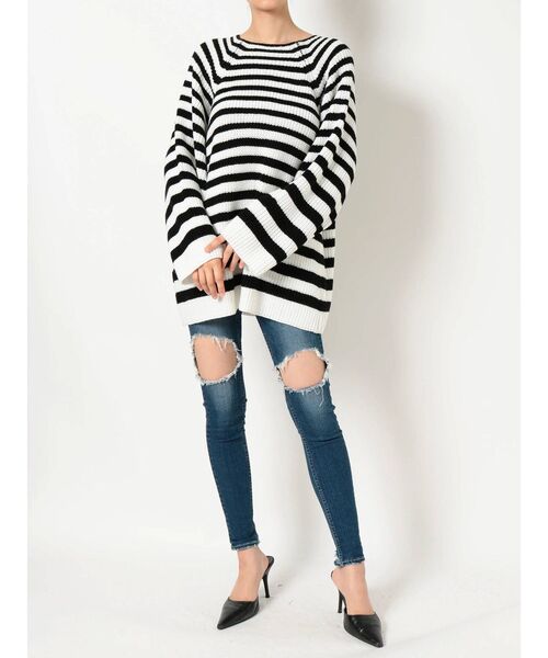 GYDA（ジェイダ）の「ランダムボーダールーズニットTOPS（ニット/セーター・レディース・ブラック/ベージュ/ピンク・FREE）」の18枚目の写真