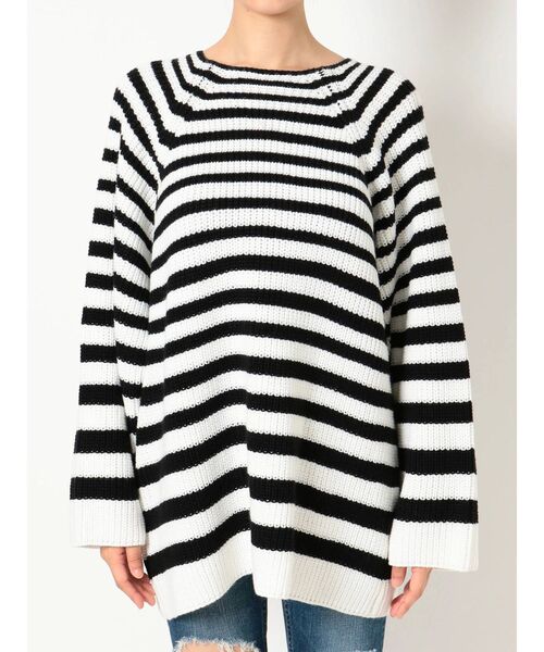 GYDA（ジェイダ）の「ランダムボーダールーズニットTOPS（ニット/セーター・レディース・ブラック/ベージュ/ピンク・FREE）」の19枚目の写真