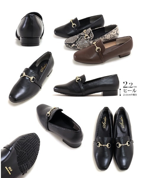 生活防水対応ビット付きローファーレインパンプス