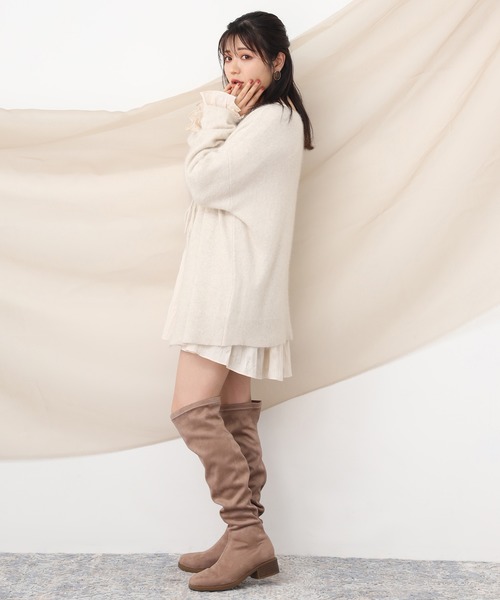 one after another NICE CLAUP(ワンアフターアナザーナイスクラップ)の「前後2wayラクーン混ニット(ニット/セーター・レディース・モカ/アイボリー/オレンジ/ベージュ/ライトブルー・FREE)」の14枚目の写真