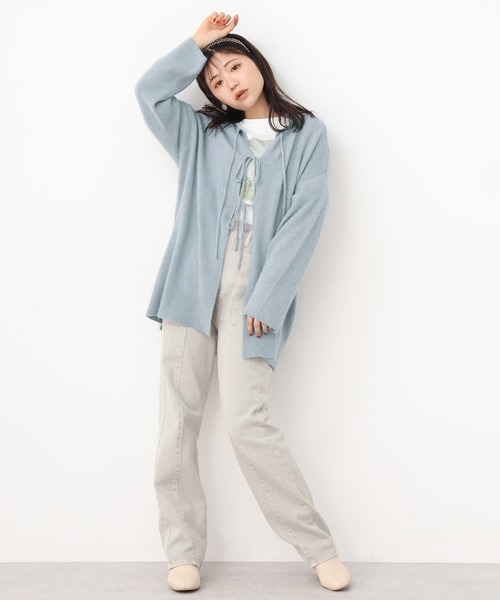 one after another NICE CLAUP(ワンアフターアナザーナイスクラップ)の「前後2wayラクーン混ニット(ニット/セーター・レディース・モカ/アイボリー/オレンジ/ベージュ/ライトブルー・FREE)」の22枚目の写真